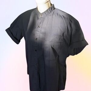 Vintage Doc & Amelia navy blue linen button-down work shirt, Men's medium